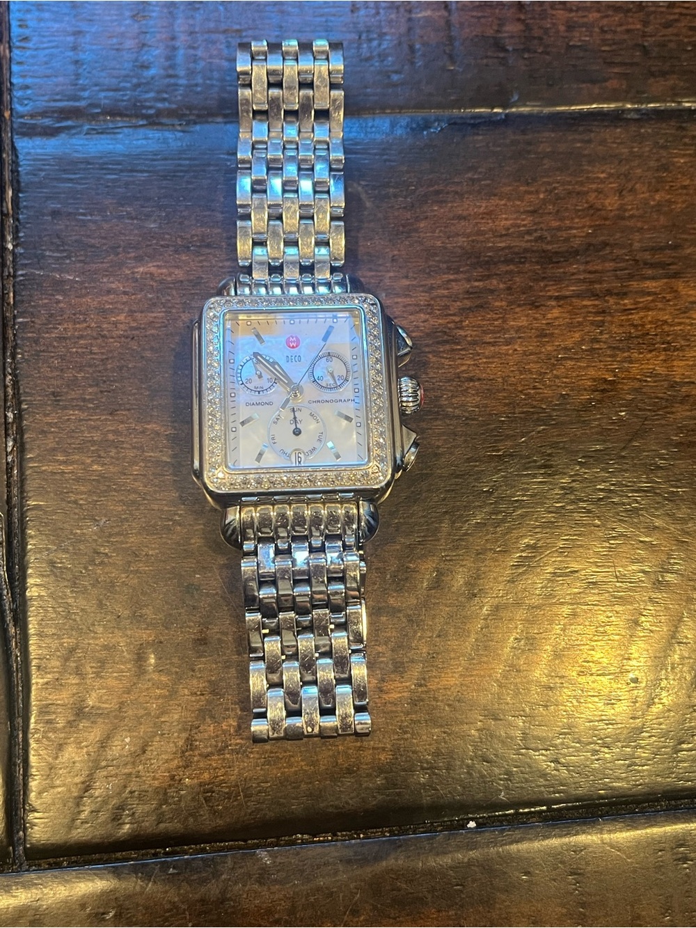 Michele Silver Diamond-Trim Stainless Steel Chronograph Watch - Picture 3 of 10